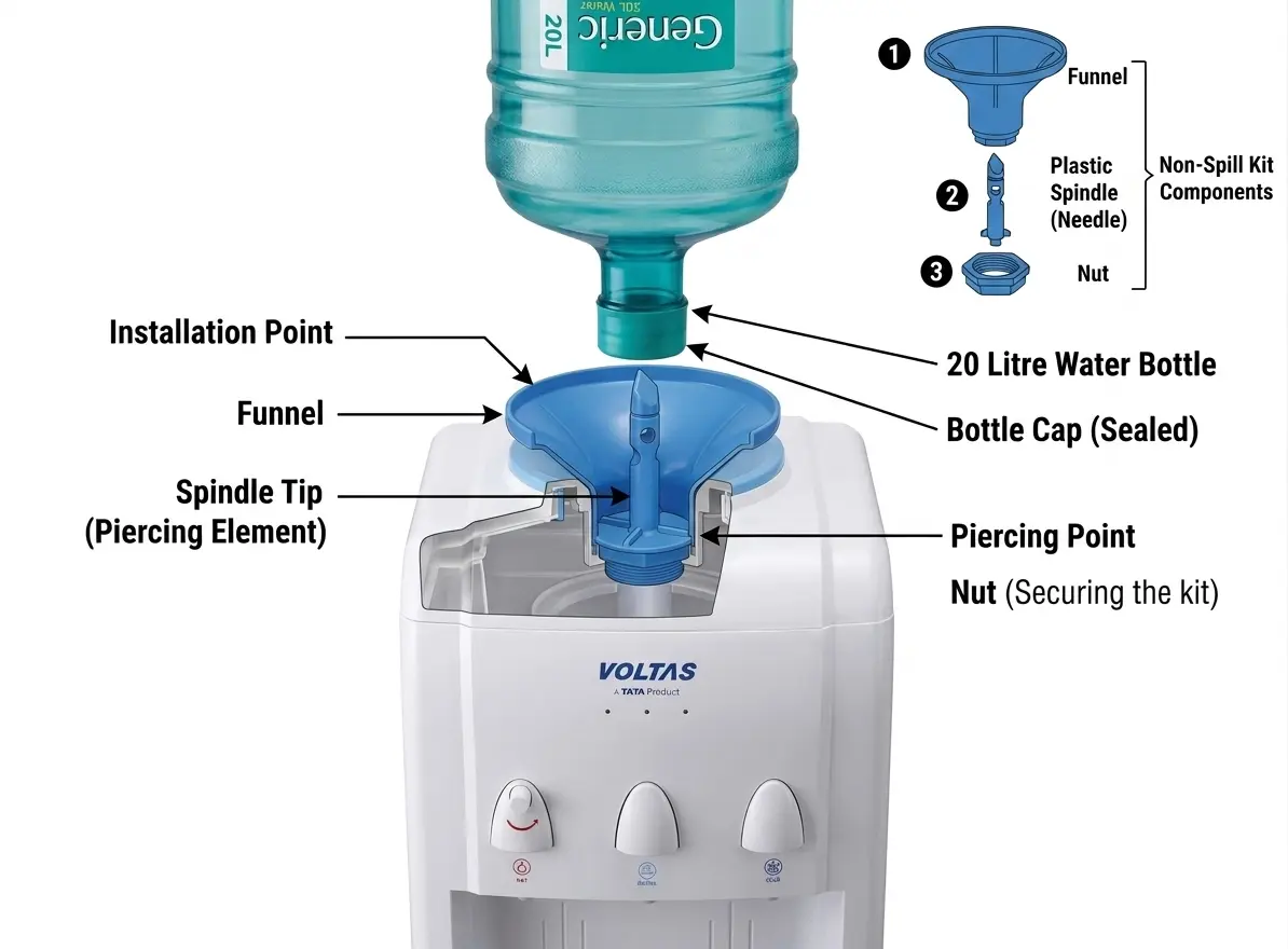 Non-Spill Kit / Bottle Supporter Compatible with Voltas Water Dispensers - Image 3